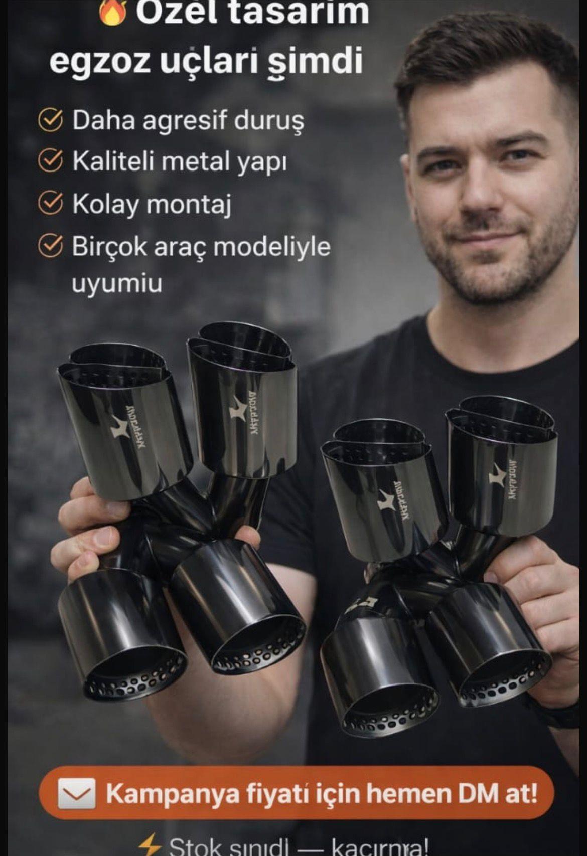 AKRAPOVİÇ 100MM İÇİ DELİKLİ İTHAL TİTANYUM  ÇİFTLİ EGZOZ UCU SETİ